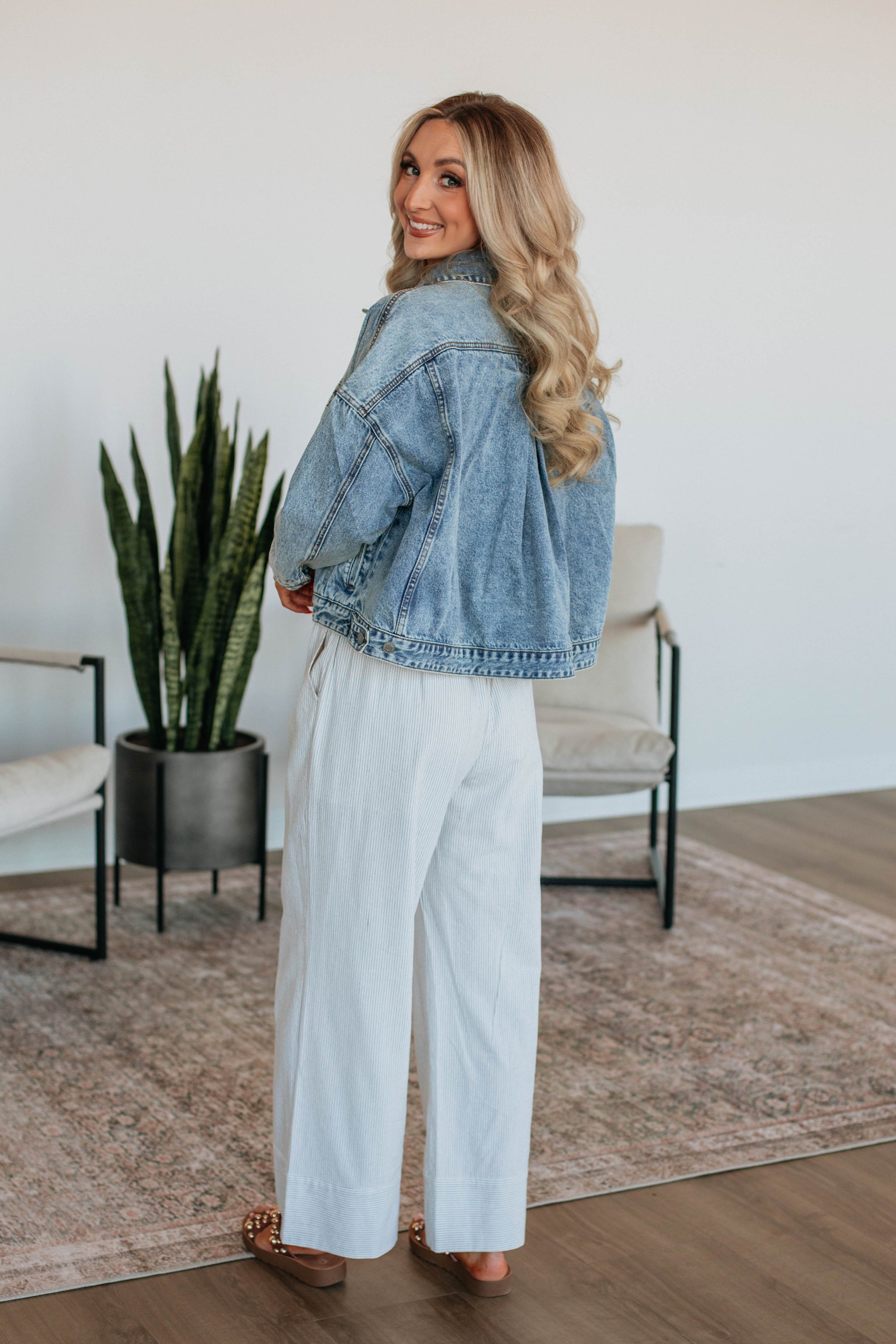 Luvan Striped Pants - Ivory Mix