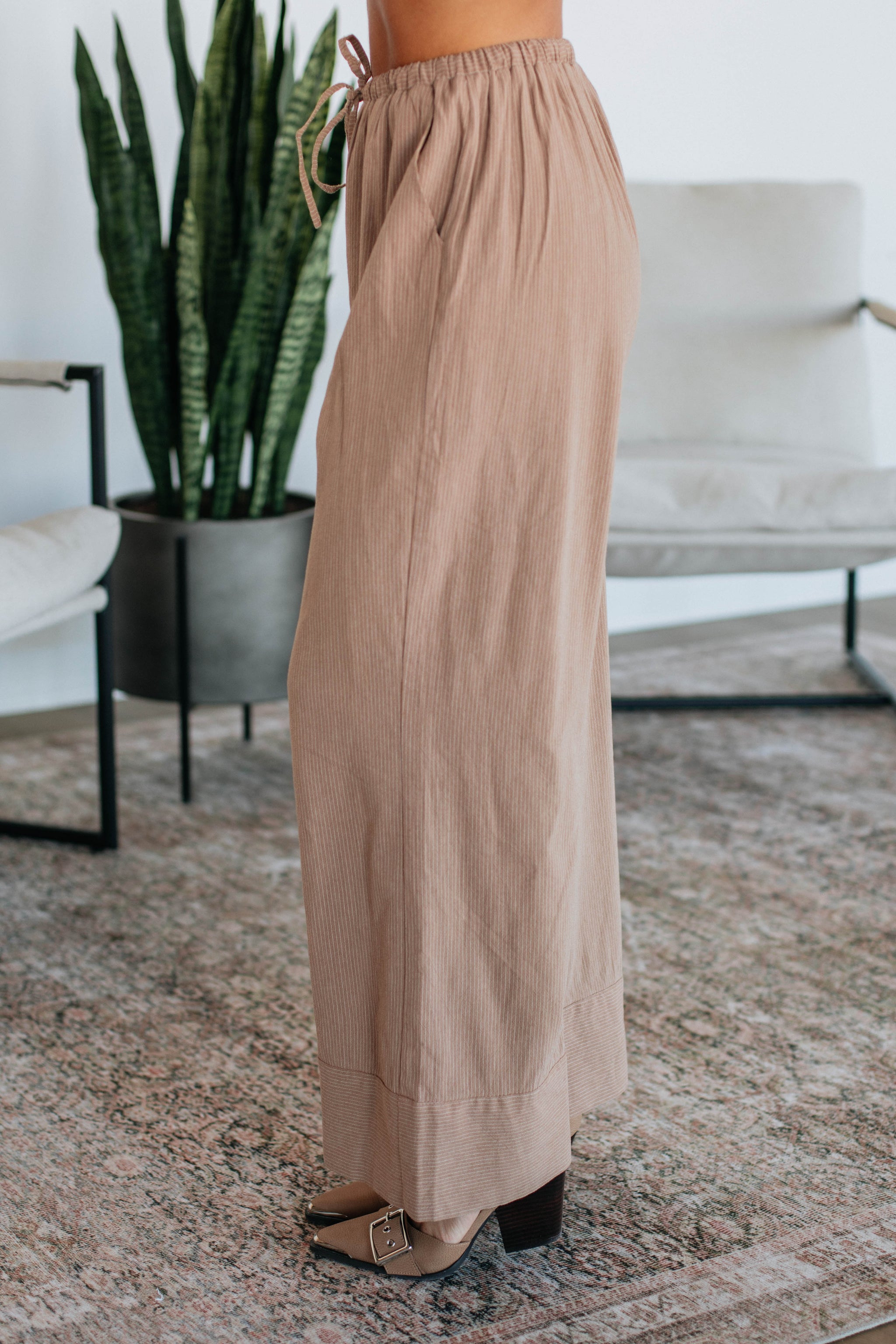 Luvan Striped Pants - Mocha Mix