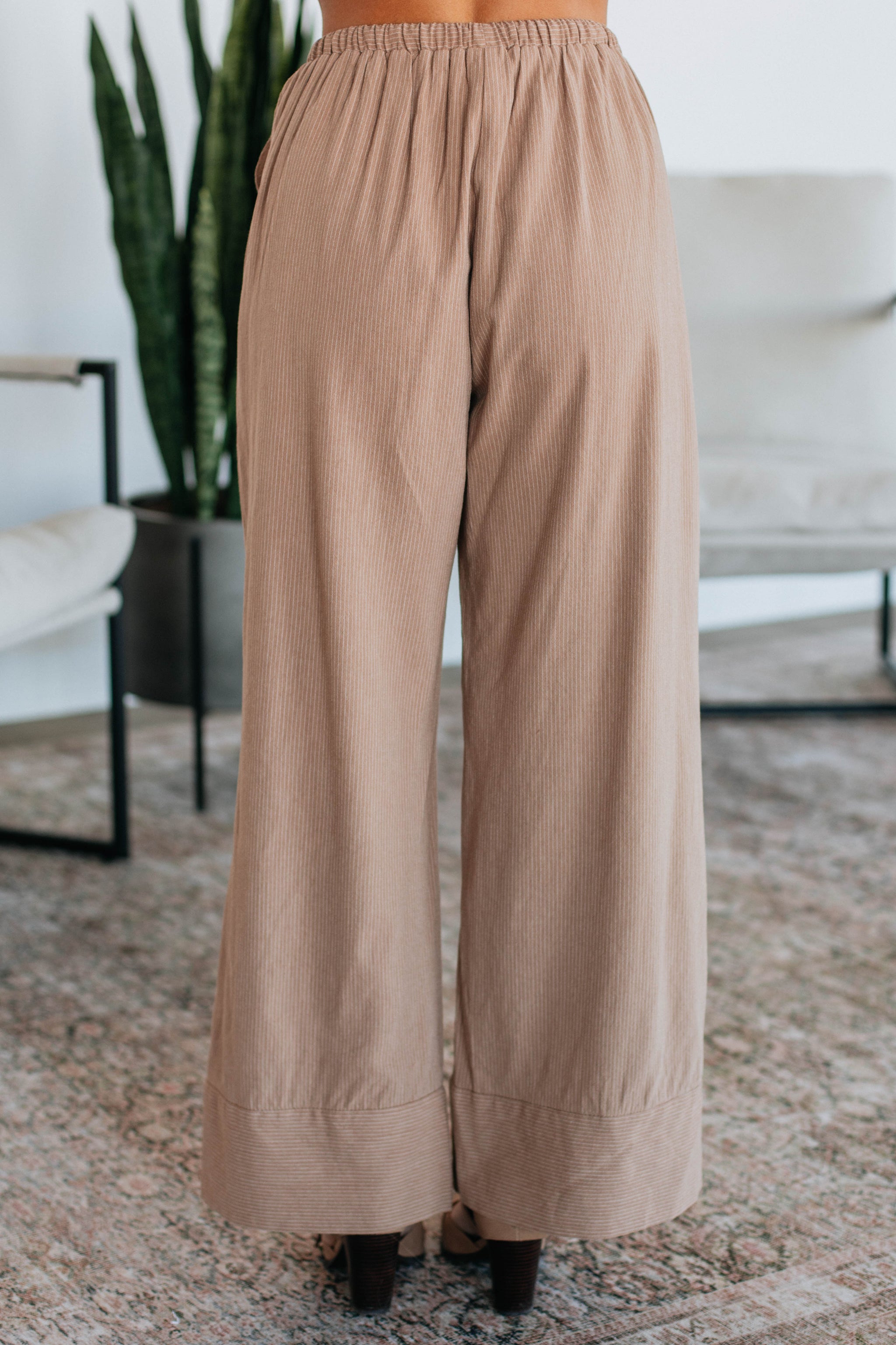 Luvan Striped Pants - Mocha Mix