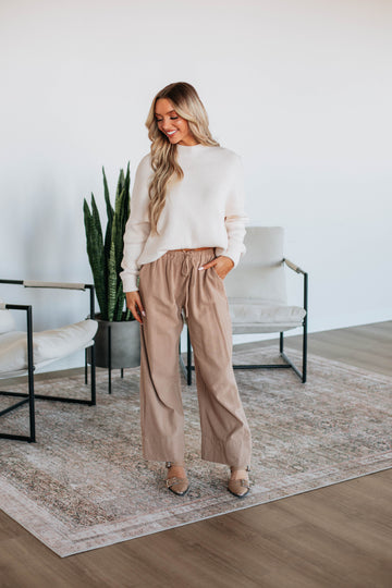 Luvan Striped Pants - Mocha Mix