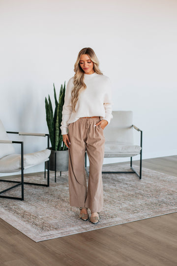 Luvan Striped Pants - Mocha Mix