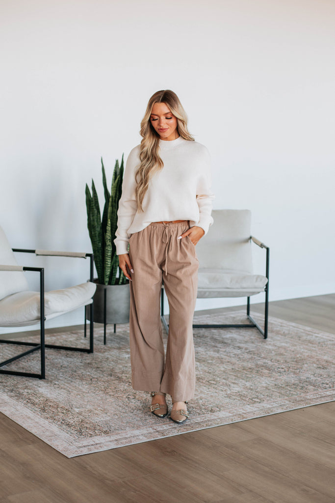 Luvan Striped Pants - Mocha Mix