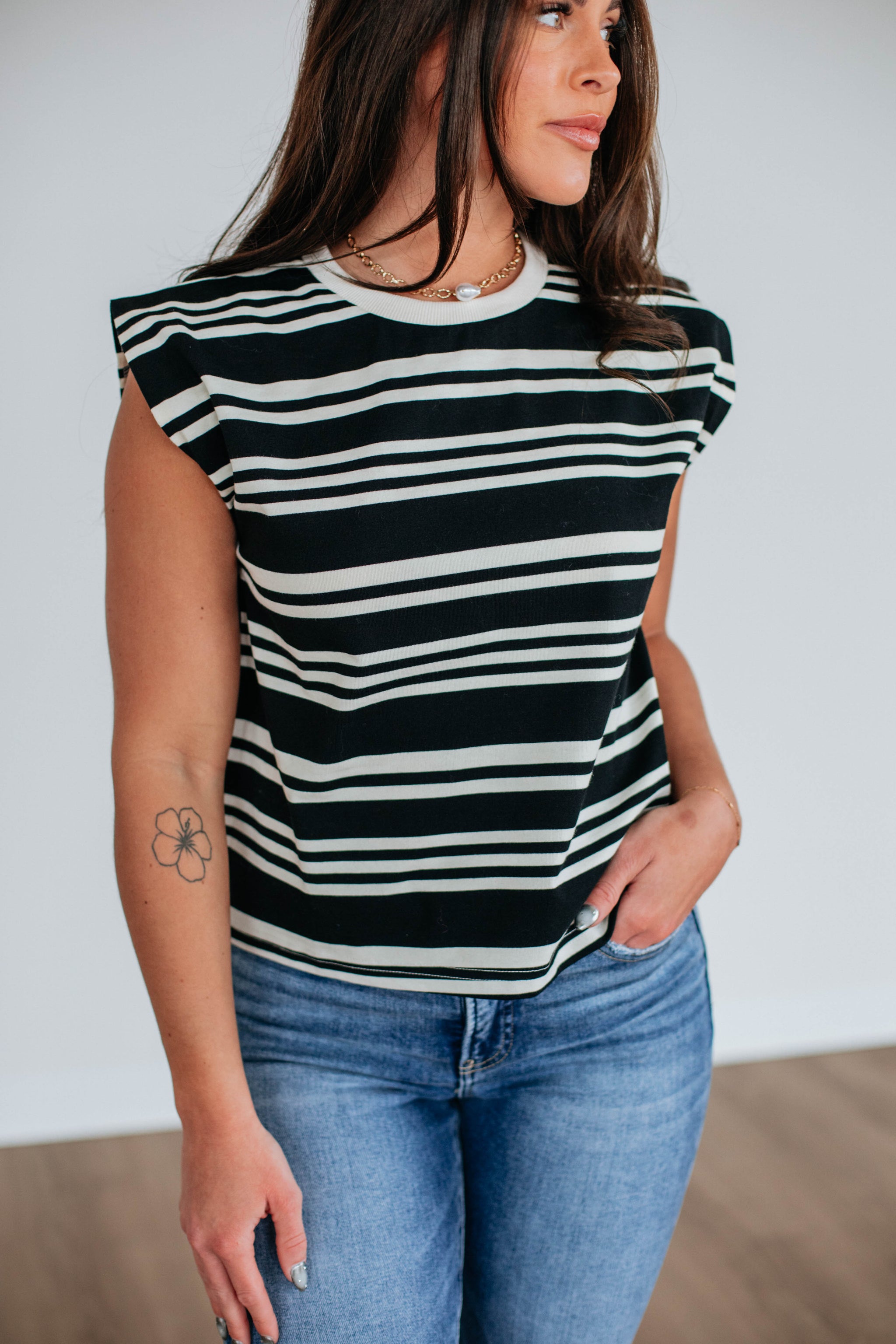 Lyndy Striped Top - Black Mix