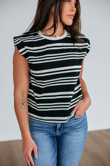 Lyndy Striped Top - Black Mix