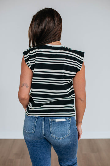 Lyndy Striped Top - Black Mix