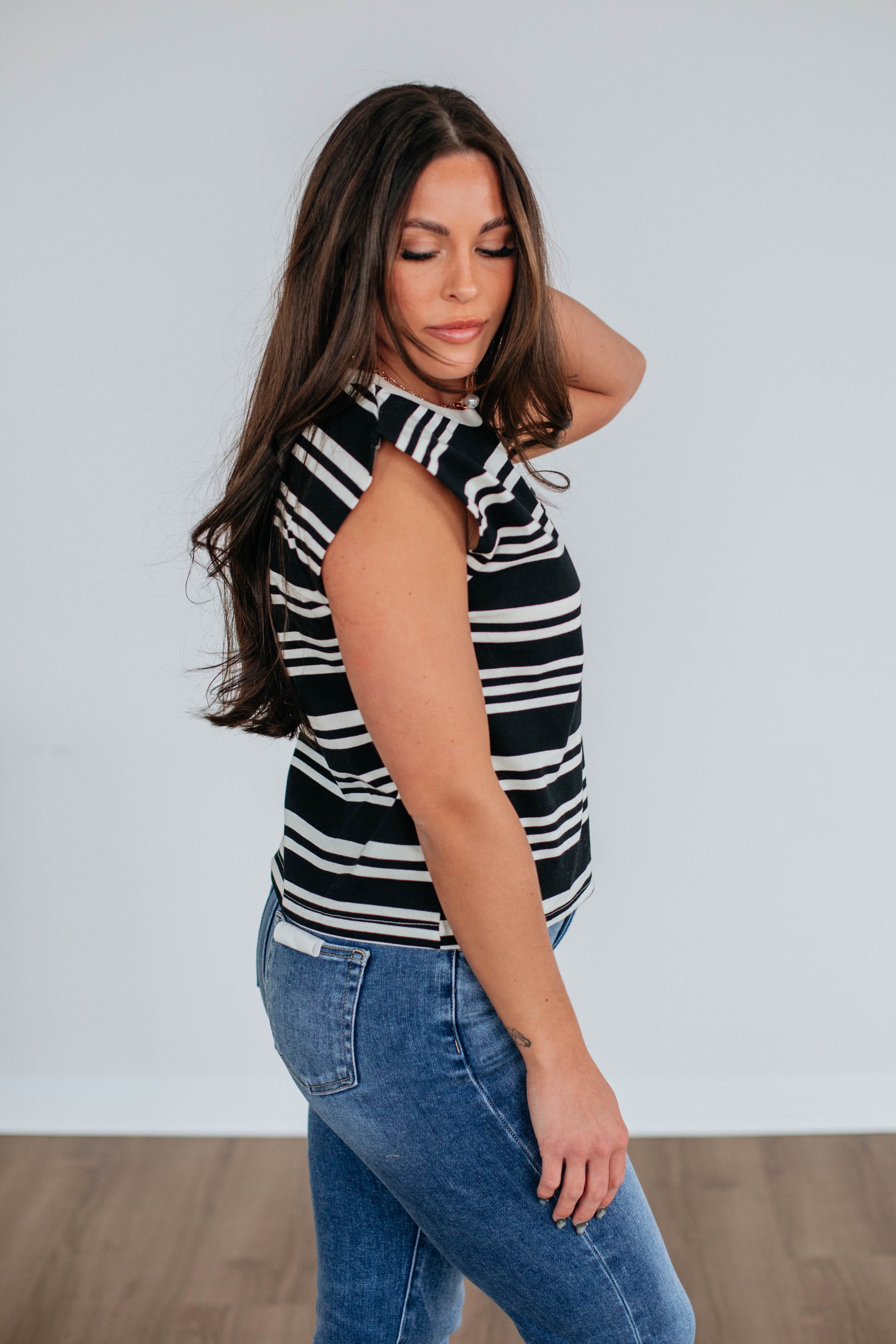 Lyndy Striped Top - Black Mix