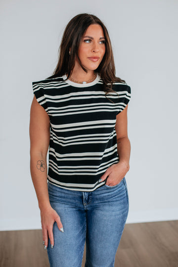 Lyndy Striped Top - Black Mix
