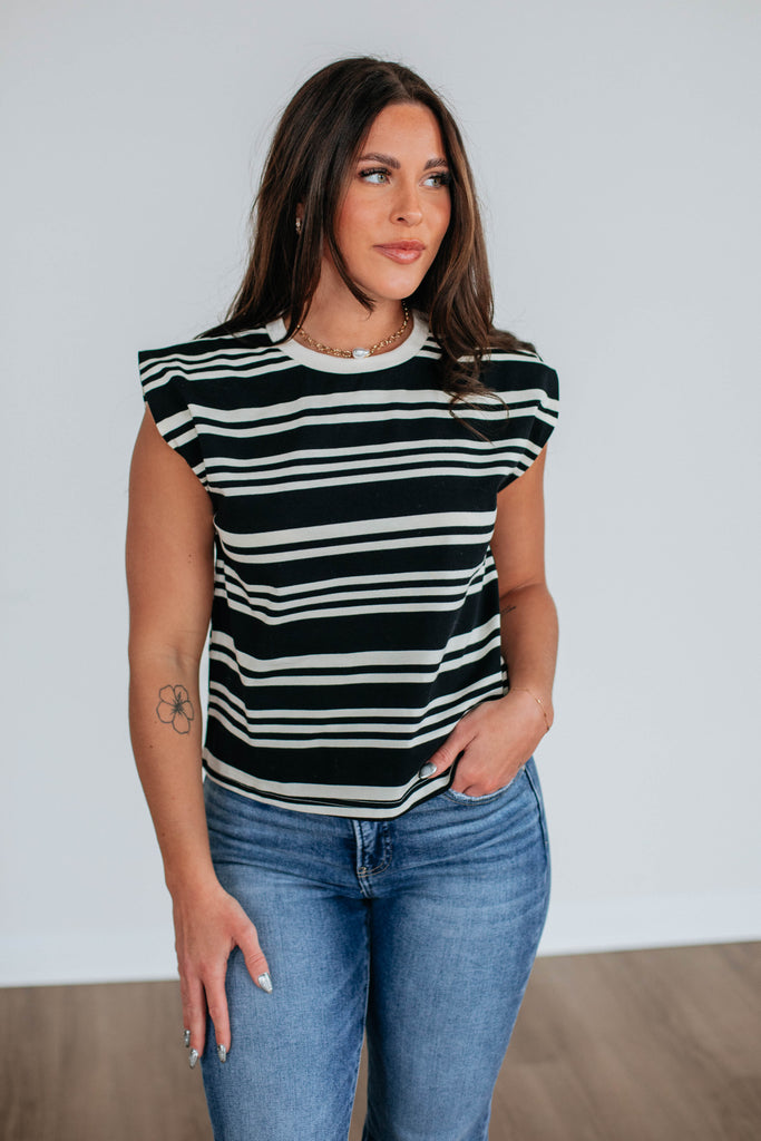 Lyndy Striped Top - Black Mix