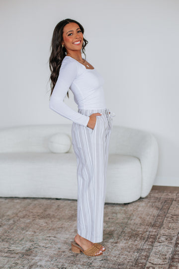 Marlowe Striped Pants - Sand Mix