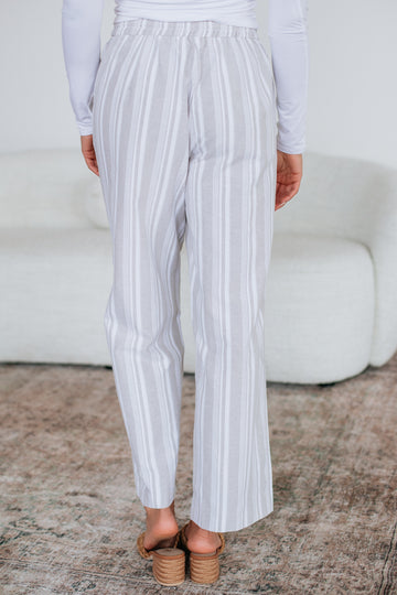 Marlowe Striped Pants - Sand Mix