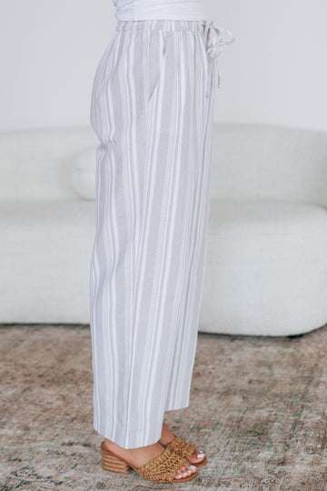 Marlowe Striped Pants - Sand Mix