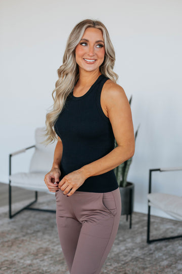 Maude Ribbed Tank - Black