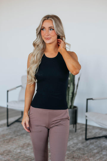 Maude Ribbed Tank - Black