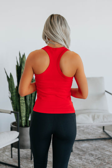 Maude Ribbed Tank - Cherry