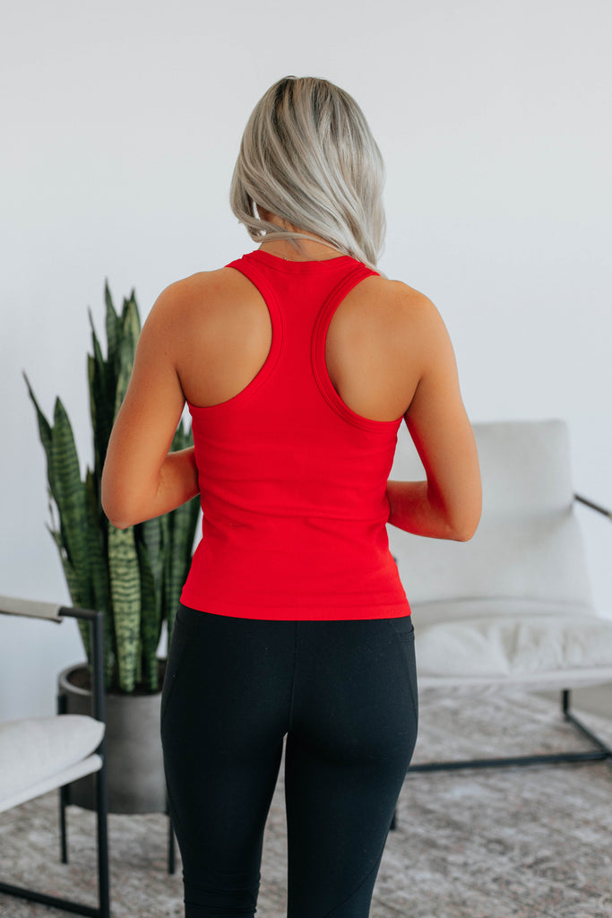 Maude Ribbed Tank - Cherry