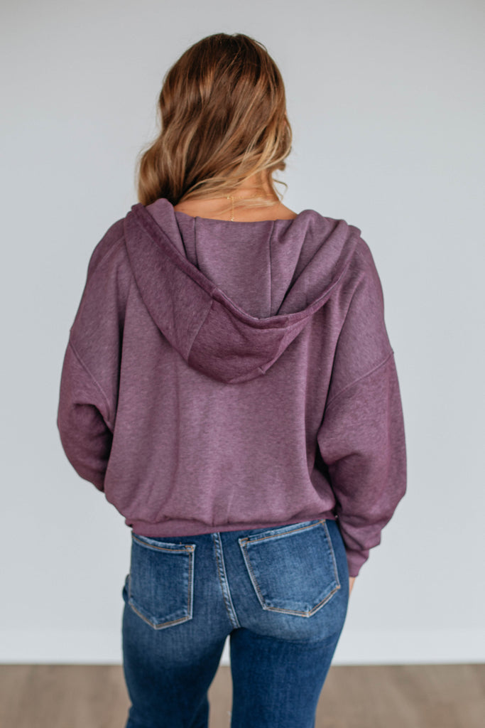 Maxwell Washed Zip-Up Hoodie - Grape