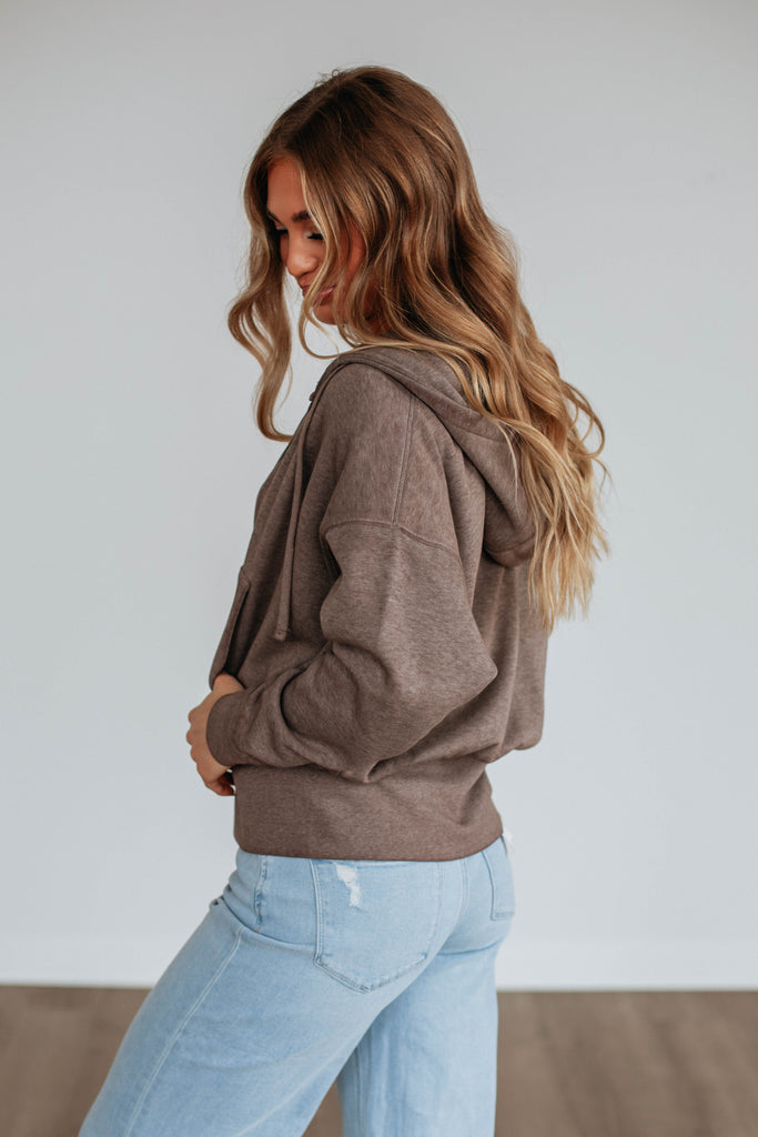 Maxwell Washed Zip-Up Hoodie - Chocolate