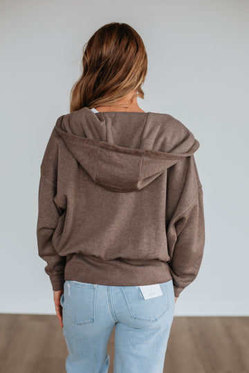 Maxwell Washed Zip-Up Hoodie - Chocolate
