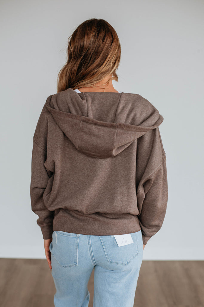 Maxwell Washed Zip-Up Hoodie - Chocolate
