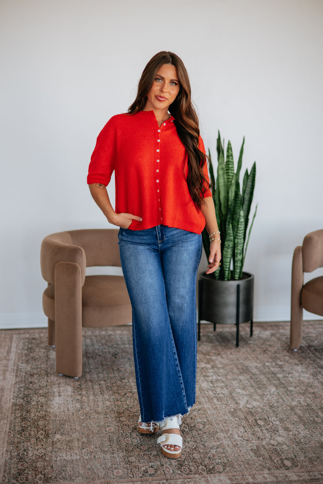Auden Sweater Top - Scarlet