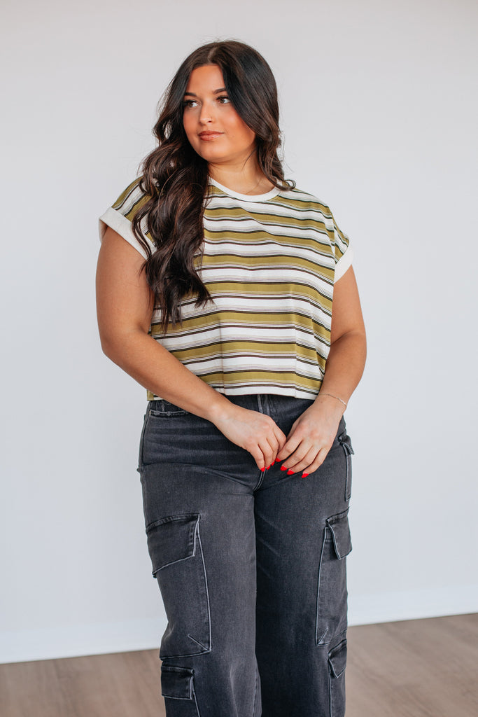 Mayra Striped Top - Burnt Olive Mix