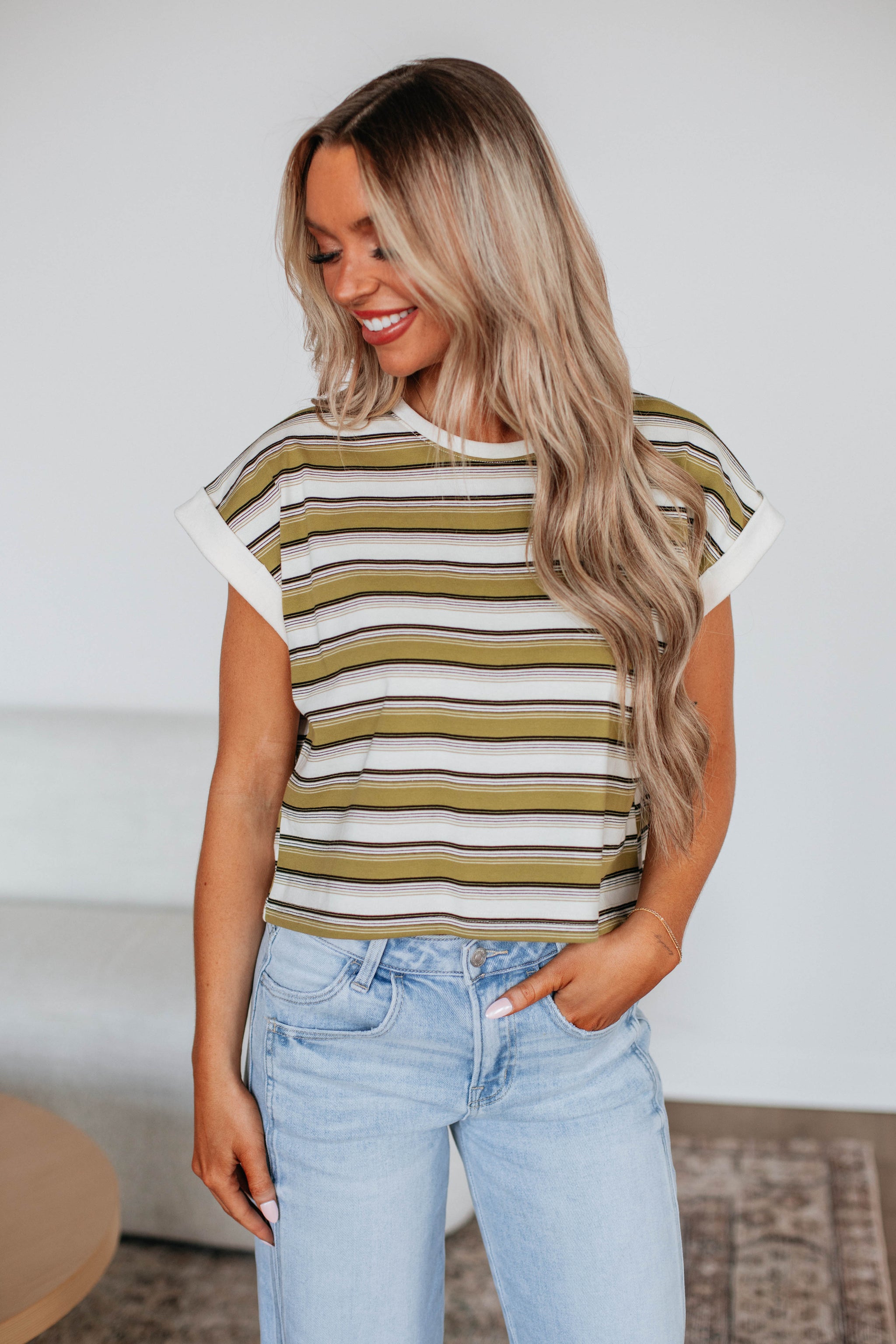 Mayra Striped Top - Burnt Olive Mix