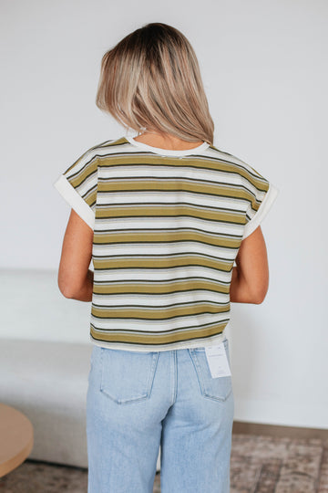 Mayra Striped Top - Burnt Olive Mix