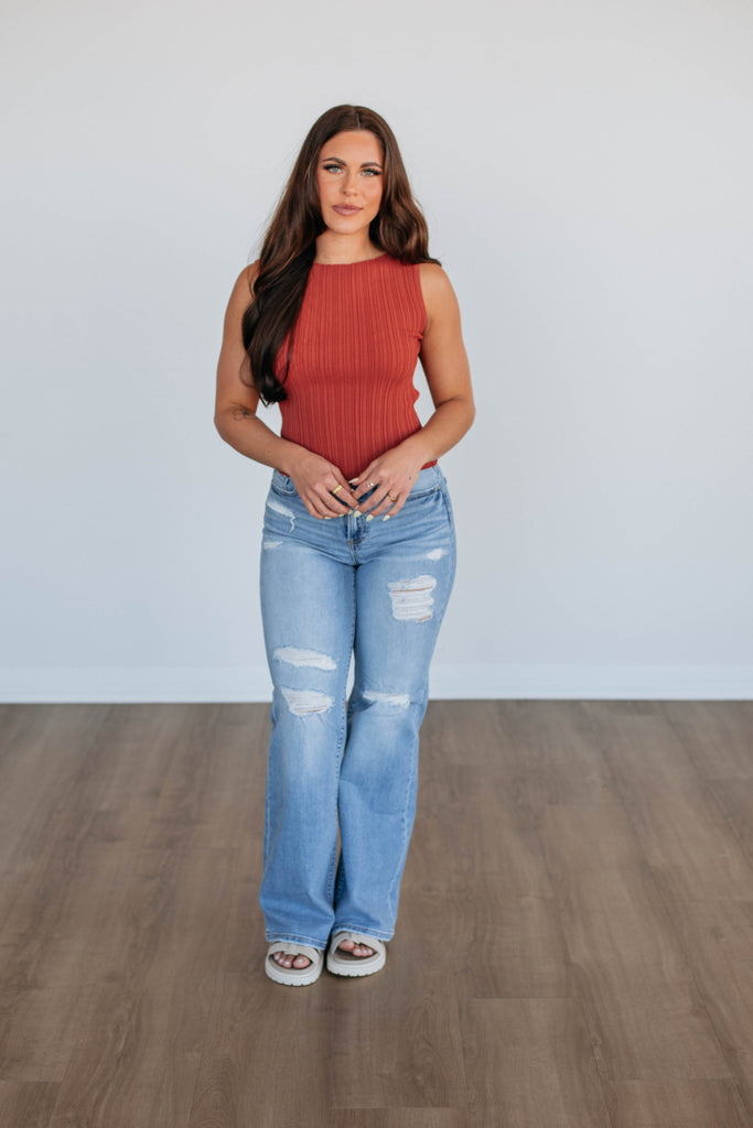 Missie Ribbed Tank - Brick