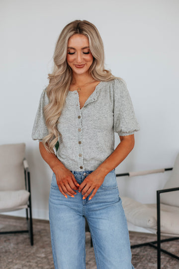 Neriah Cardigan Top - Heather Grey