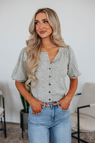 Neriah Cardigan Top - Heather Grey