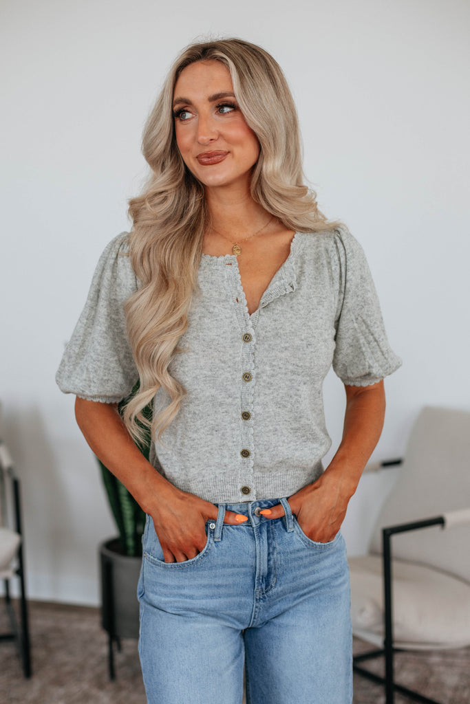 Neriah Cardigan Top - Heather Grey