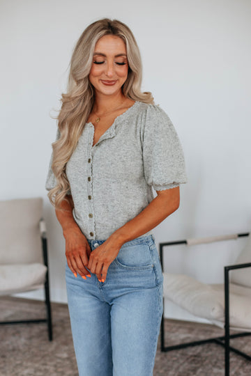 Neriah Cardigan Top - Heather Grey