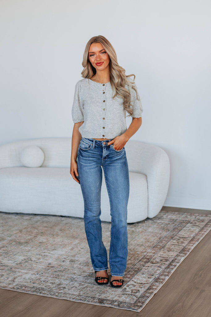 Neriah Cardigan Top - Heather Grey