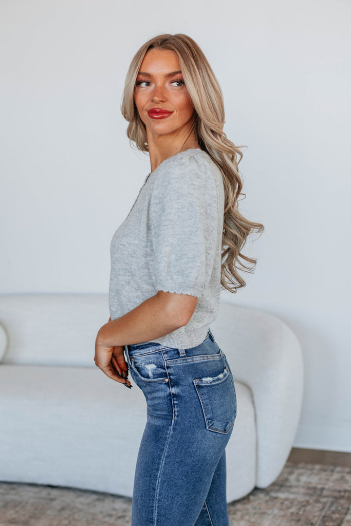 Neriah Cardigan Top - Heather Grey