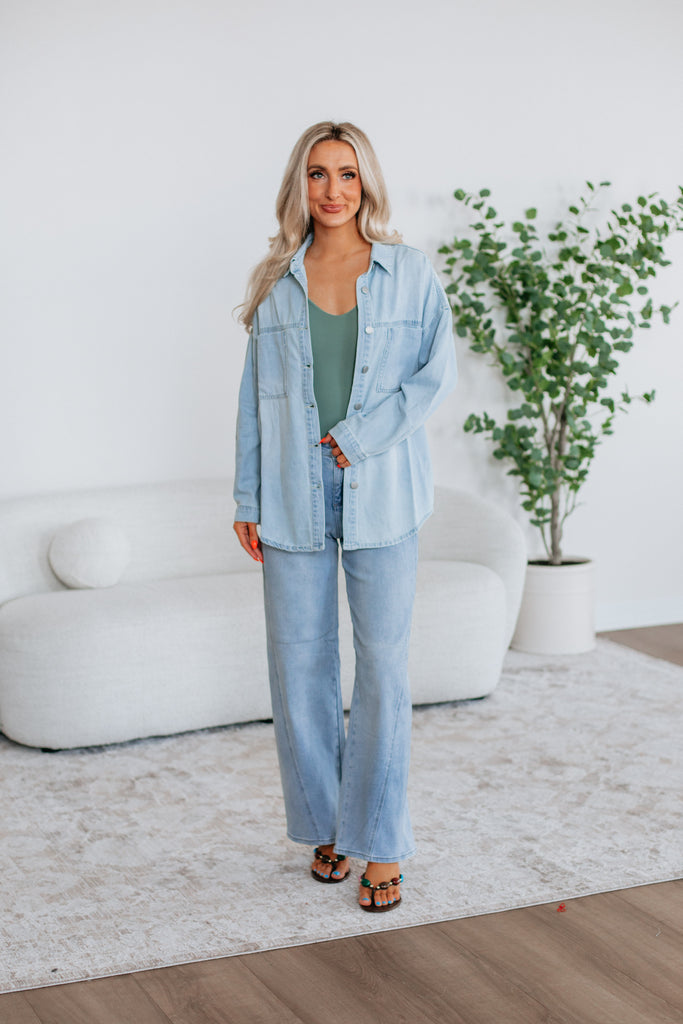 Grayson Risen Denim Shacket - Light Wash