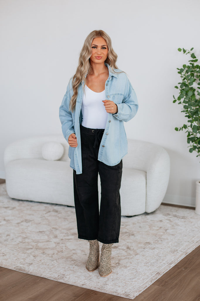 Grayson Risen Denim Shacket - Light Wash