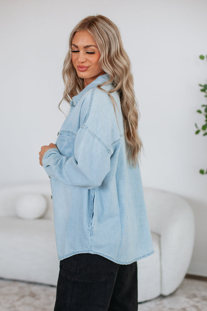 Grayson Risen Denim Shacket - Light Wash