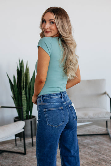 Nicola Ribbed Bodysuit - Dusty Sage