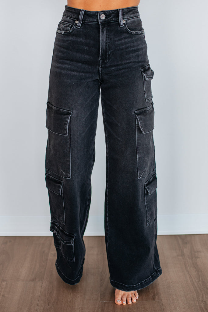 Nori Hidden Cargo Jeans - Vintage Black