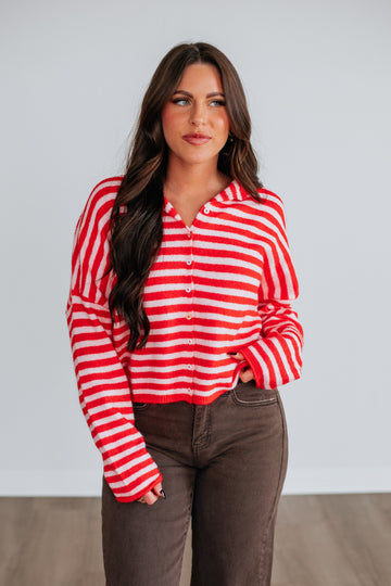 Brooke Striped Cardigan - Cherry Mix