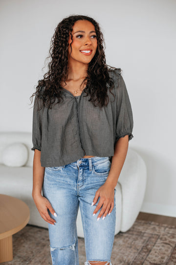Odilia Lace Blouse - Charcoal