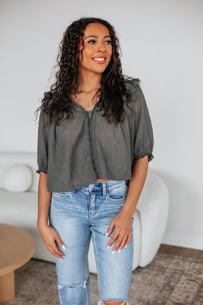 Odilia Lace Blouse - Charcoal
