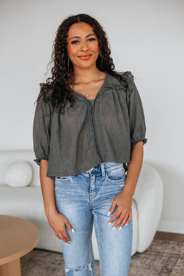 Odilia Lace Blouse - Charcoal