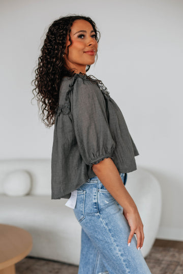 Odilia Lace Blouse - Charcoal