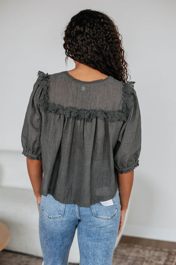 Odilia Lace Blouse - Charcoal