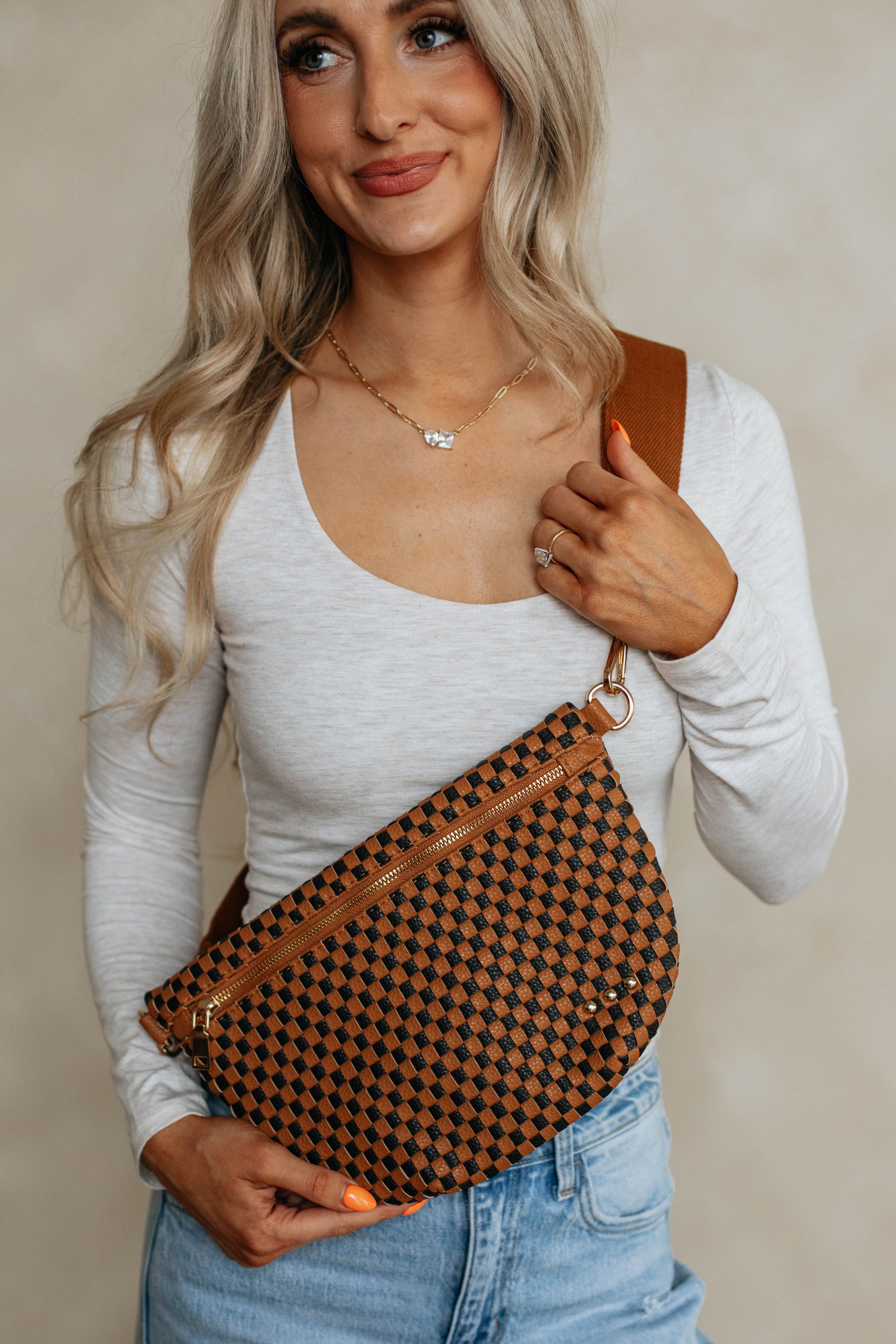 Patsy Checkered Bum Bag - Espresso