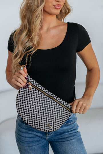 Patsy Checkered Bum Bag - Grey Black
