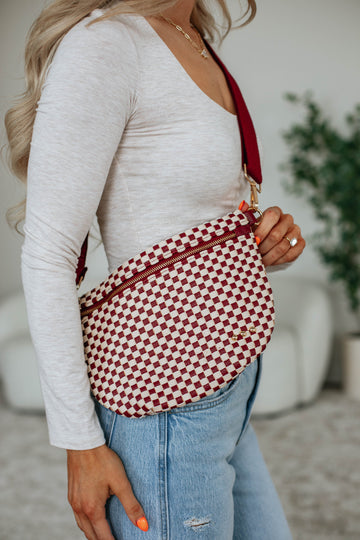 Patsy Checkered Bum Bag - Wine