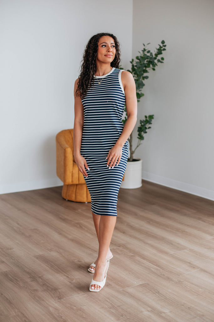 Pattie Striped Dress - Navy Mix