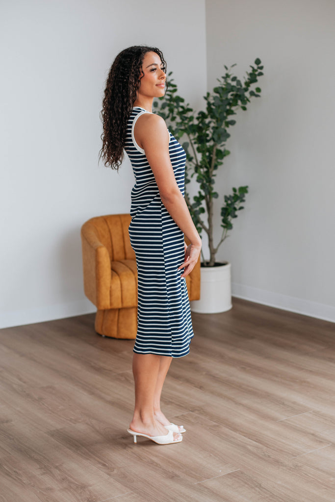 Pattie Striped Dress - Navy Mix